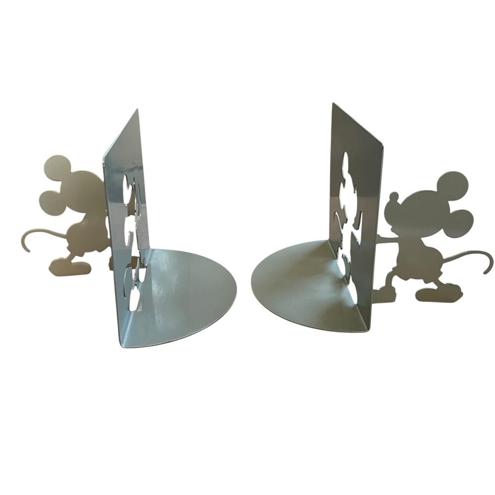 Disney Mickey Mouse Zak Designs Silver Metal Silhouette Bookends Set of 2
